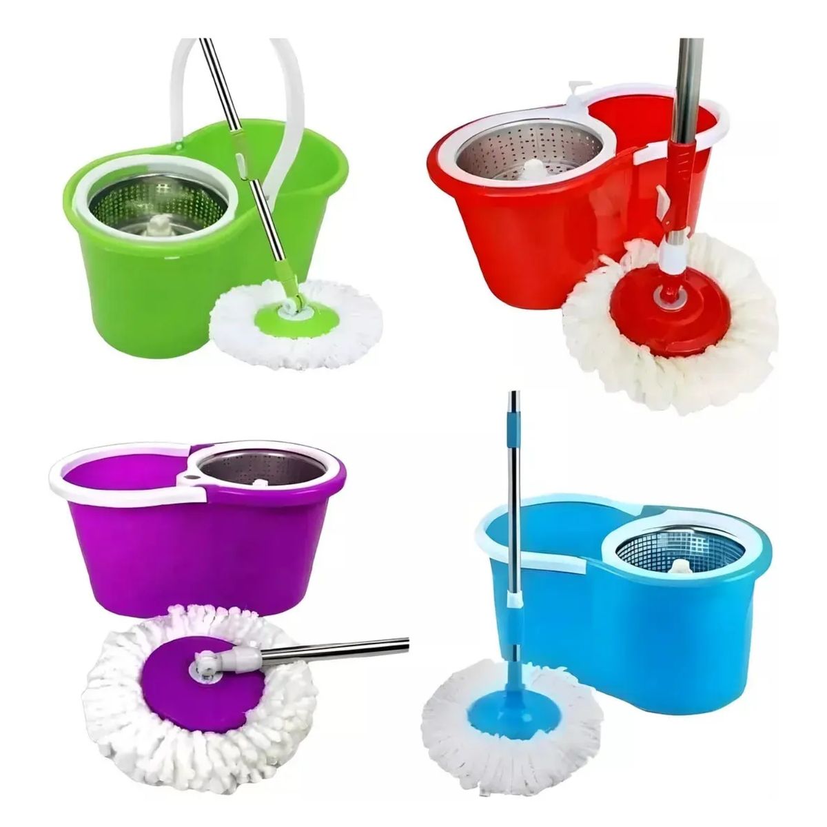GENERICO - Mopa Con Balde Giratorio 360 Tambor Metal Colores Surtidos Limpieza Hogar