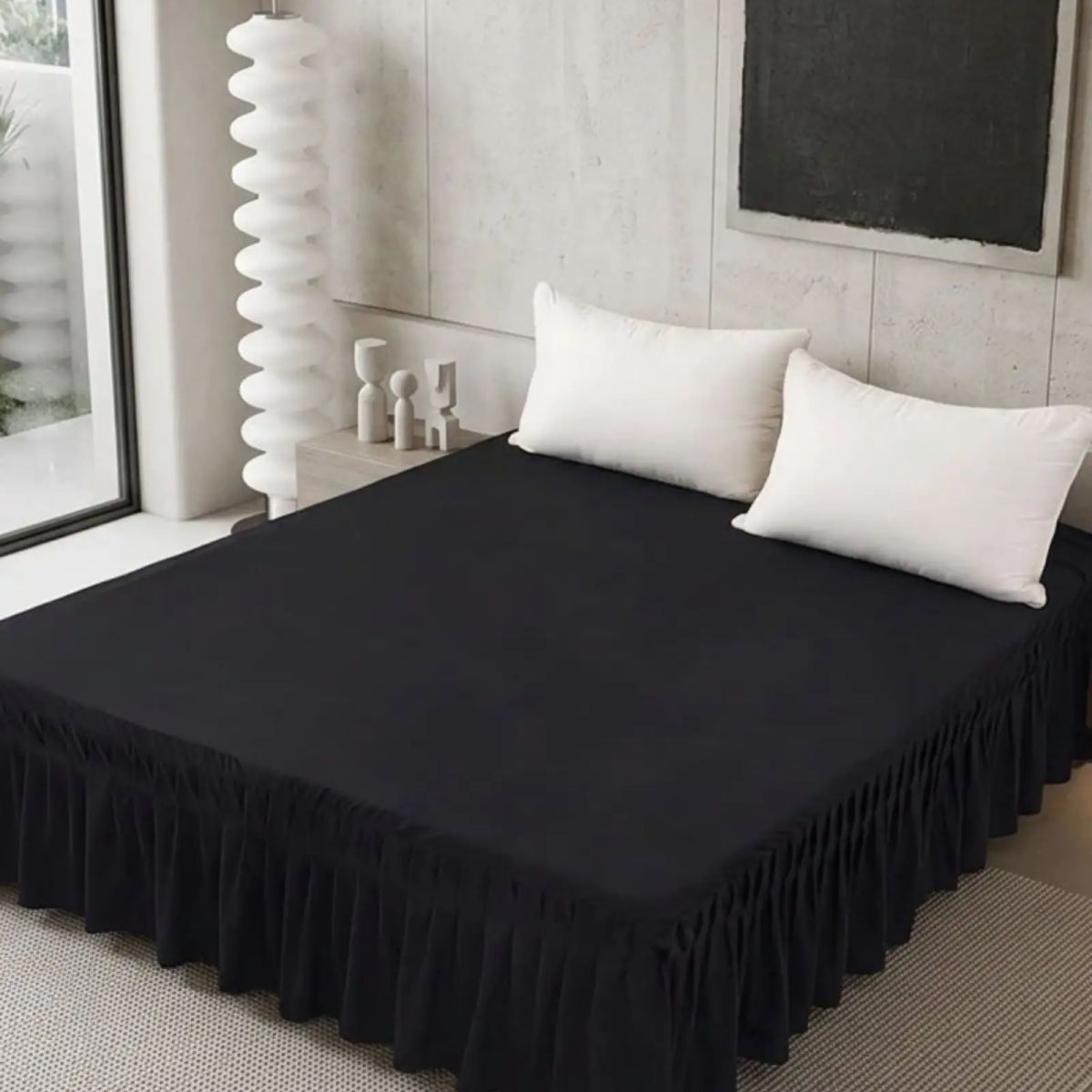 GENERICO - Faldón de Cama Estilo Moderno 2 Plazas 150X200 CM