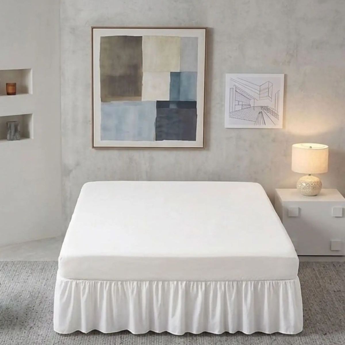 GENERICO - Faldón de Cama Estilo Moderno SuperKing  200X200 CM