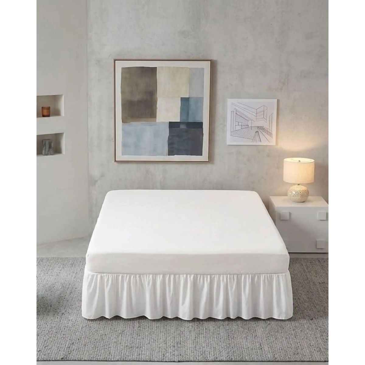 GENERICO - Faldón de Cama Estilo Moderno SuperKing  200X200 CM