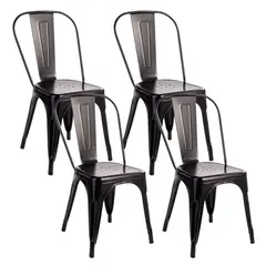 GENERICO - Pack De 4 Silla Metal Tolix Negro