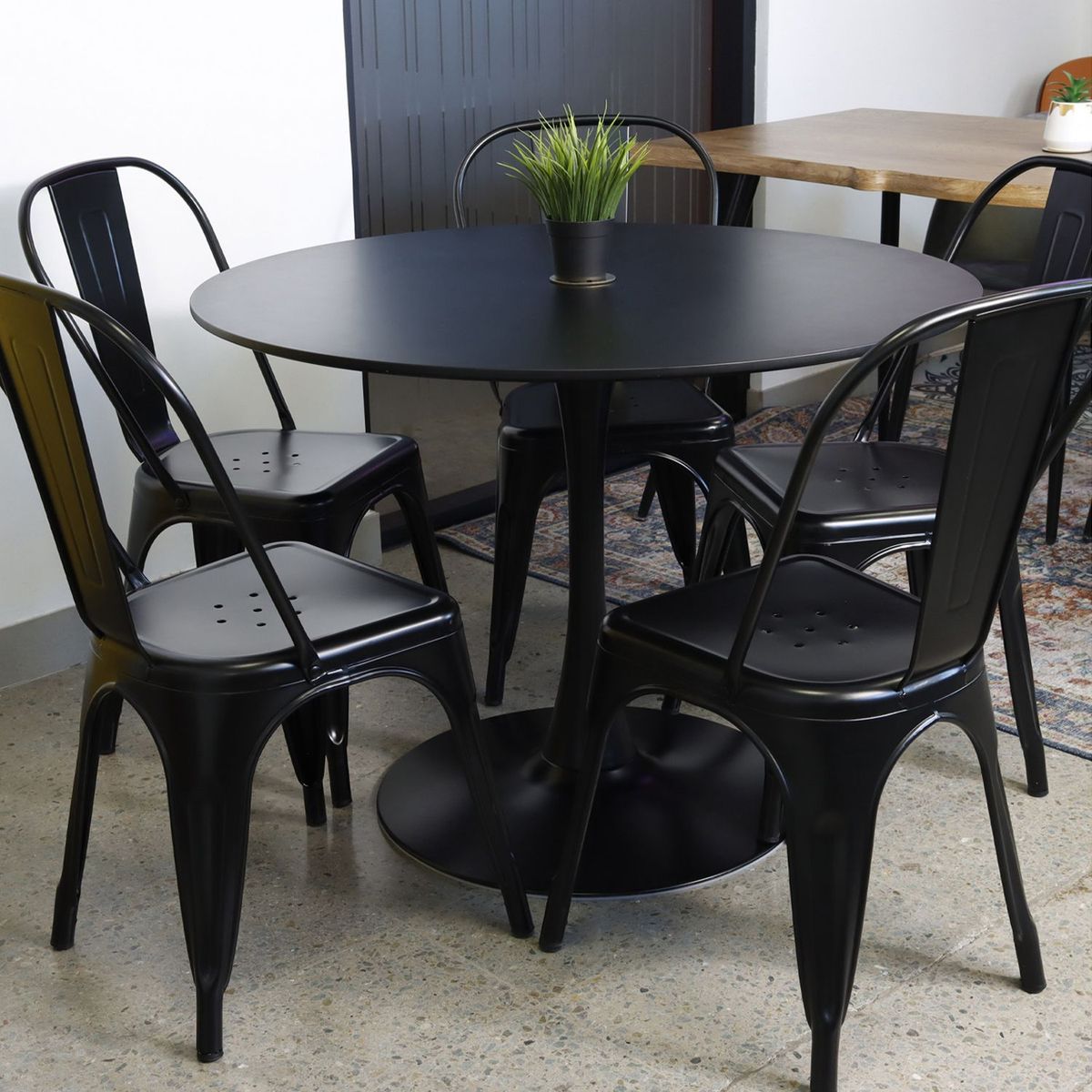 GENERICO - Pack De 4 Silla Metal Tolix Negro