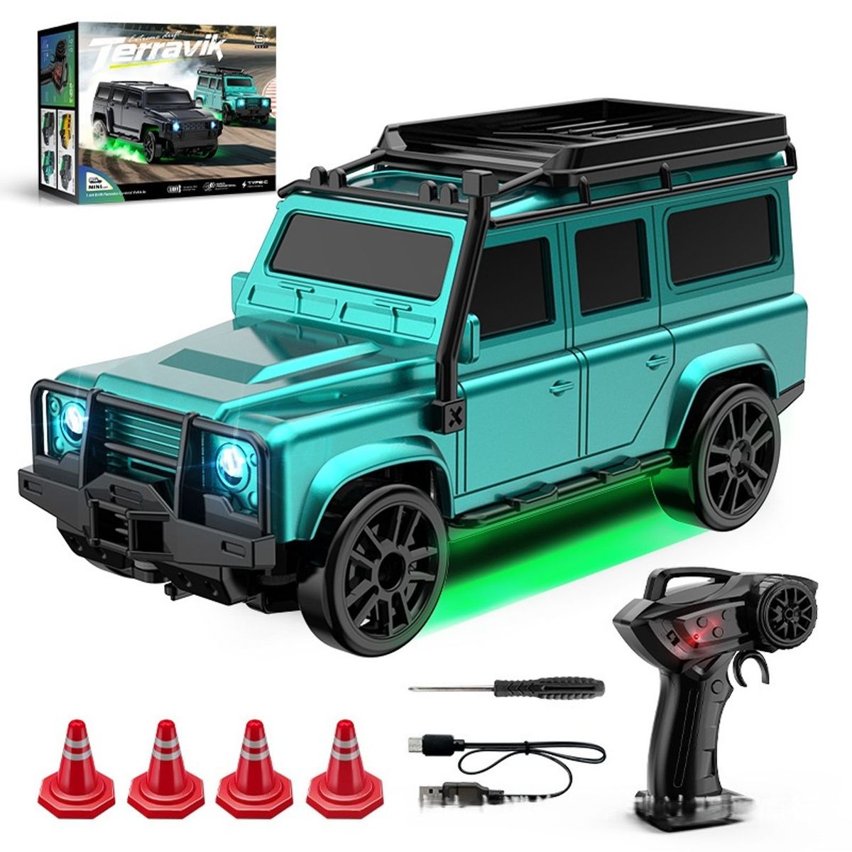 TIOZONEY - Coche teledirigido para niños-Verde
