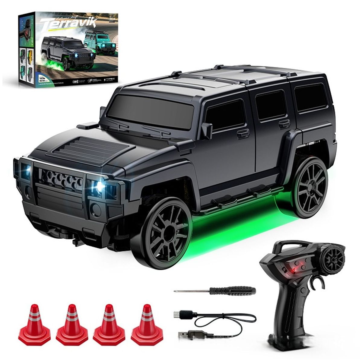 TIOZONEY - Coche teledirigido para niños-Negro