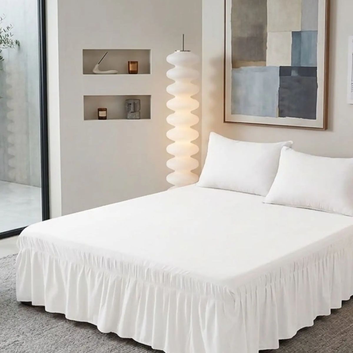 GENERICO - Faldón de Cama Estilo Moderno y Ajuste Perfecto Plaza y Media 105X200 CM