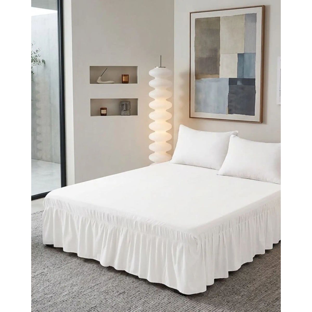 GENERICO - Faldón de Cama Estilo Moderno y Ajuste Perfecto Plaza y Media 105X200 CM