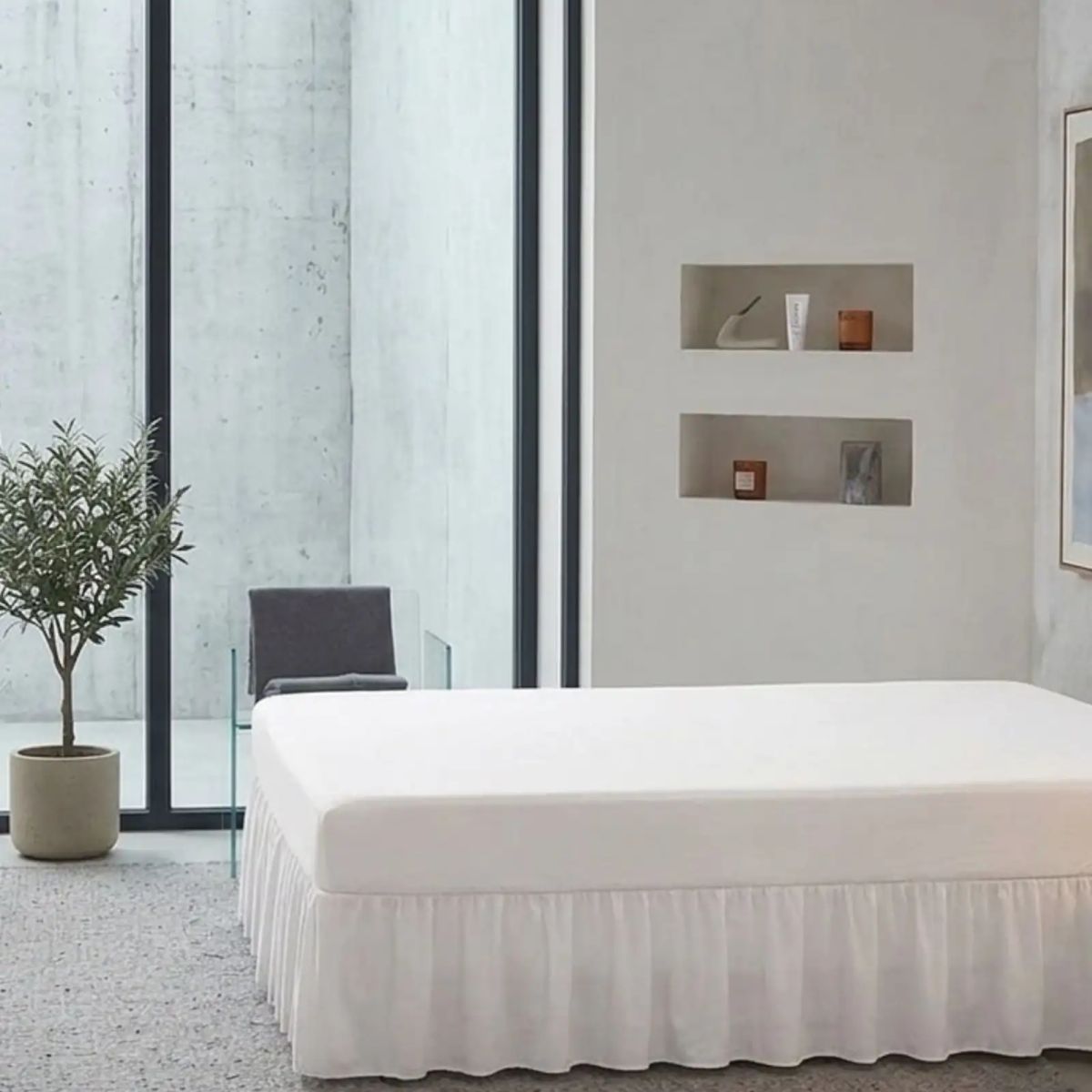 GENERICO - Faldón de Cama Estilo Moderno y Ajuste Perfecto Plaza y Media 105X200 CM