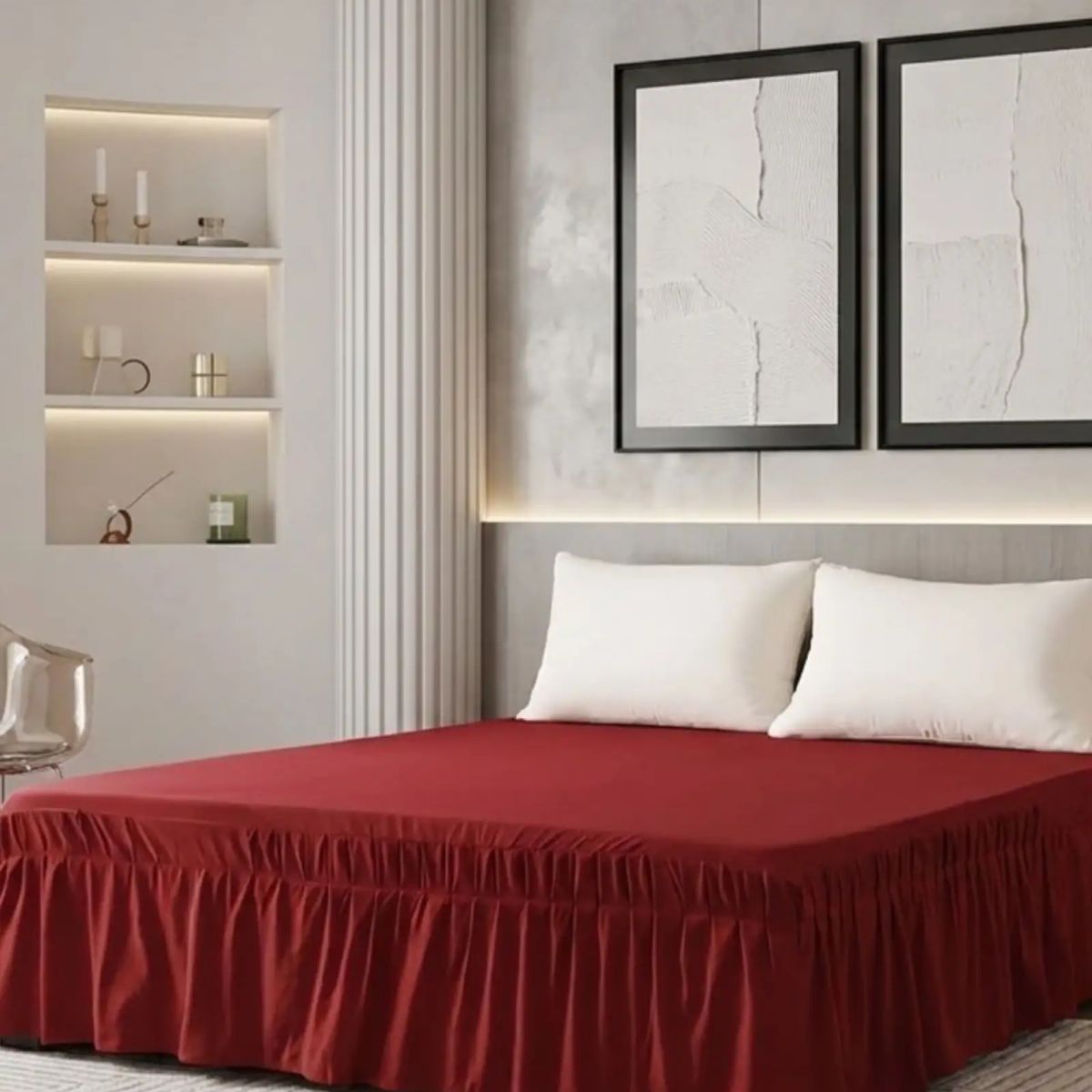 GENERICO - Faldón de Cama Estilo Moderno y Ajuste Perfecto 2 Plazas 150X200 CM