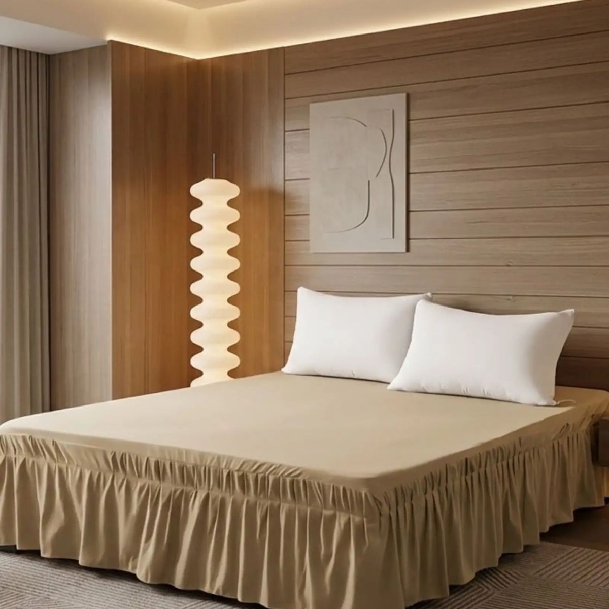 GENERICO - Faldón de Cama Estilo Moderno y Ajuste Perfecto 2 Plazas 150X200 CM