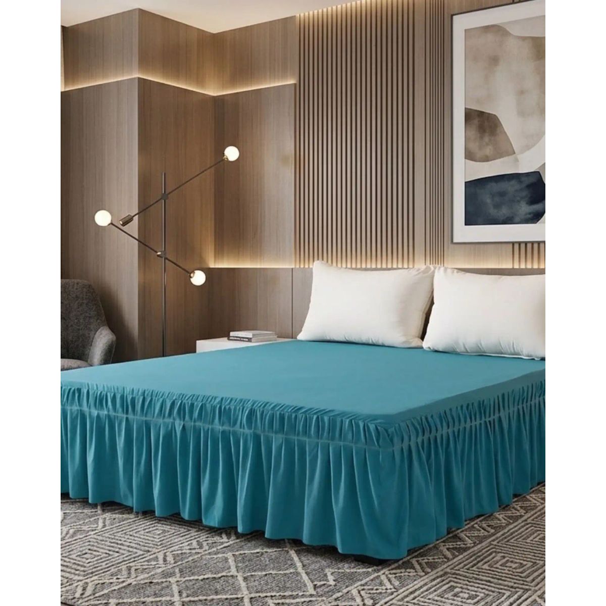 GENERICO - Faldón de Cama Estilo Moderno y Ajuste Perfecto KING 180X200 CM