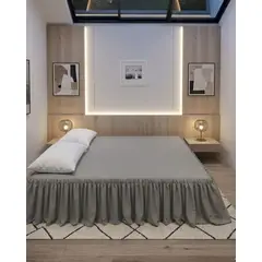 GENERICO - Faldón de Cama Estilo Moderno y Ajuste Perfecto SuperKing 200X200 CM