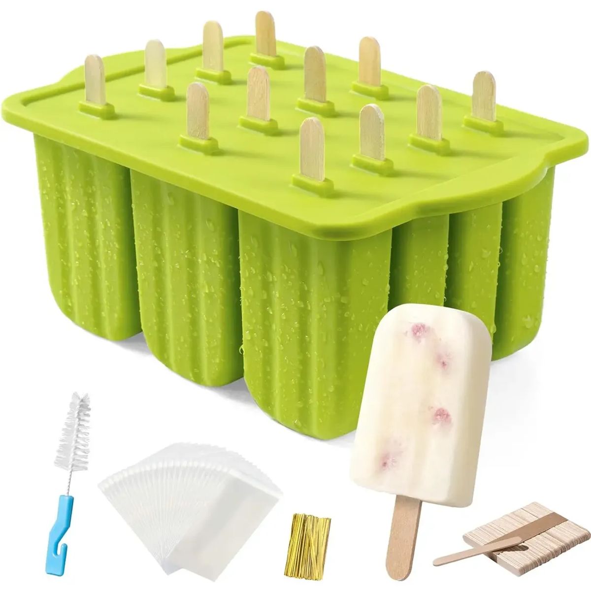 GENERICO - Molde Silicona De 12 Helados Paleta + Accesorios Preparación
