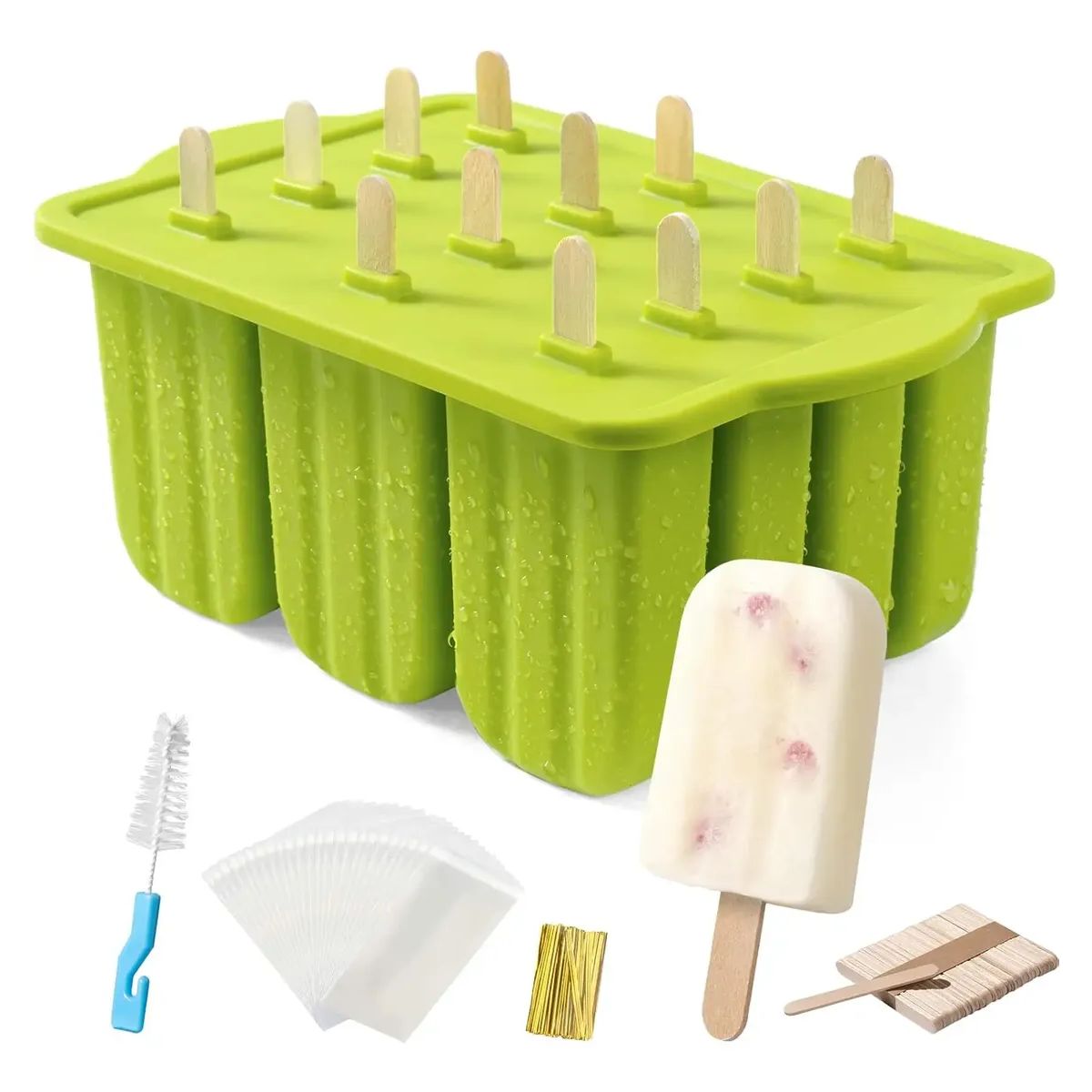 GENERICO - Molde Silicona De 12 Helados Paleta + Accesorios Preparación