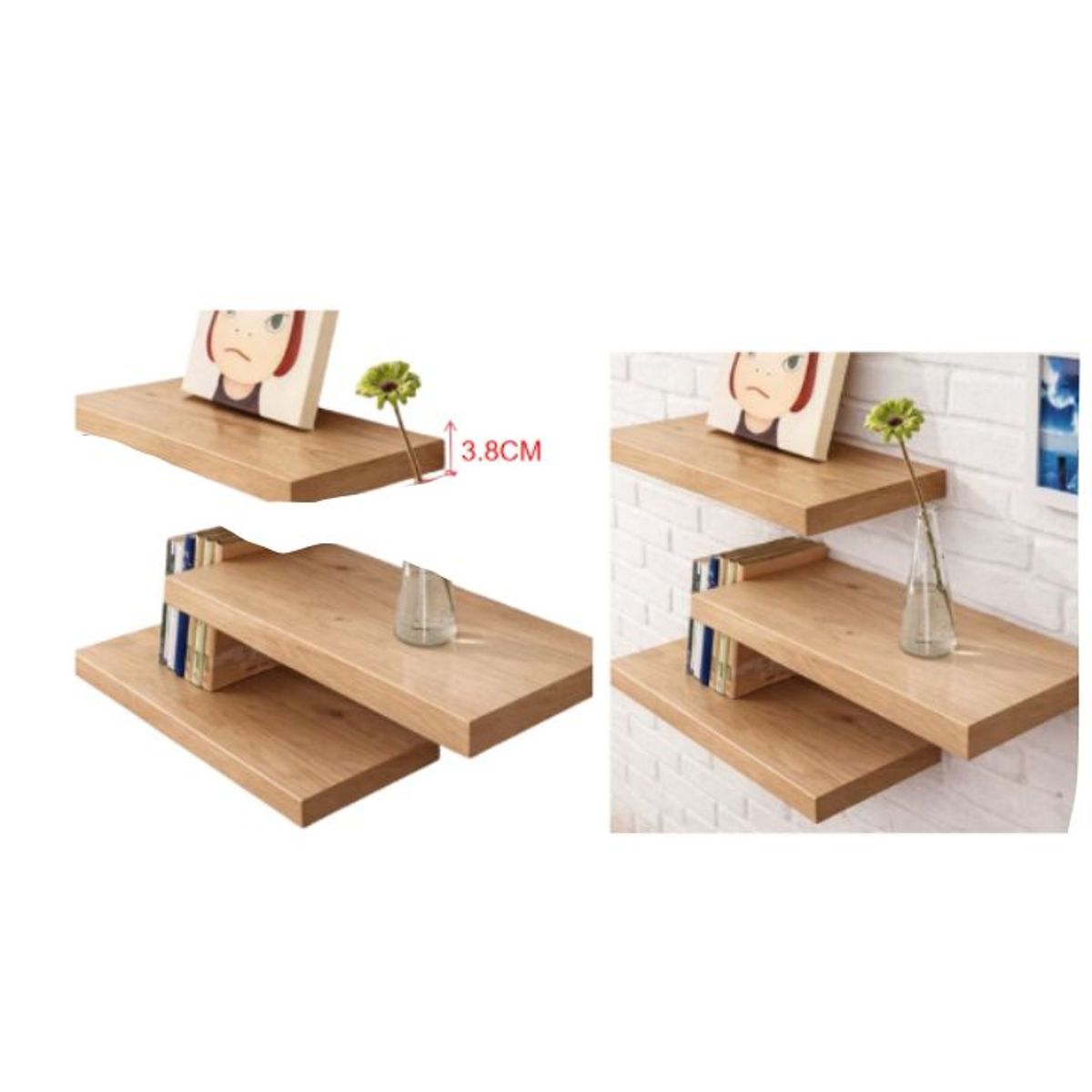 GENERICO - Repisa Flotante Premium Marrón Claro 60x23.5x3.8 cm - Estante Decorativo 1 PCS