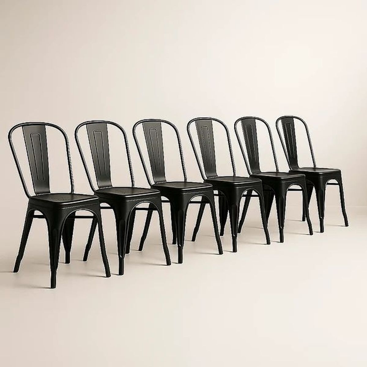GENERICO - Pack De 6 SillaS Metal Tolix Negro