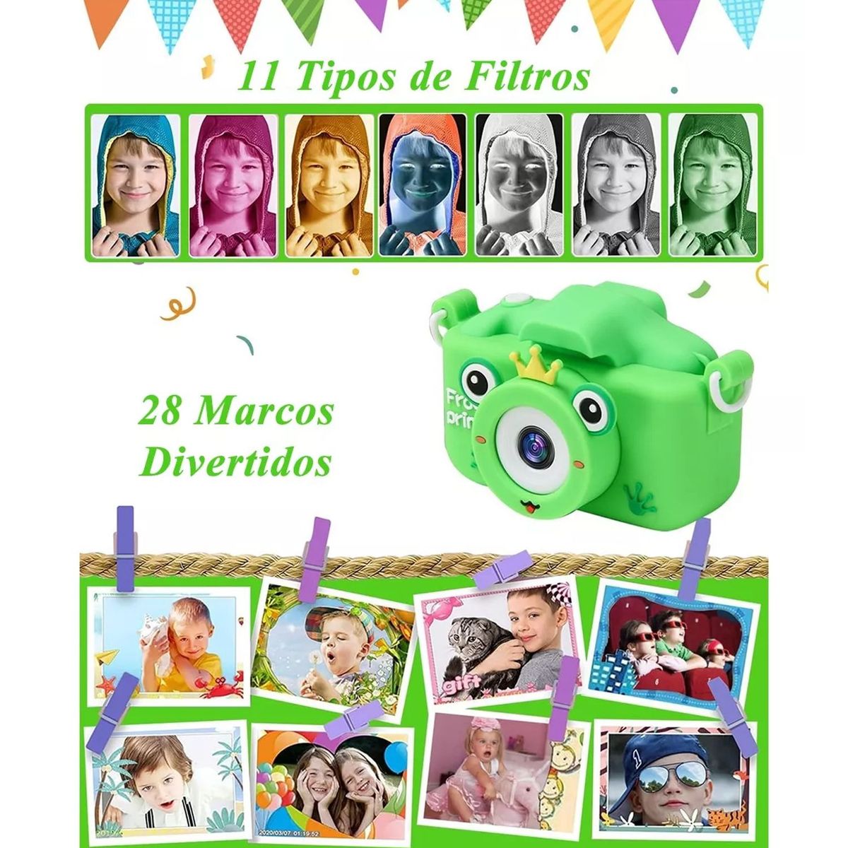 TIOZONEY - Cámara Digital Hd Para Niños Juguete Foto Video Con 32gb Sd