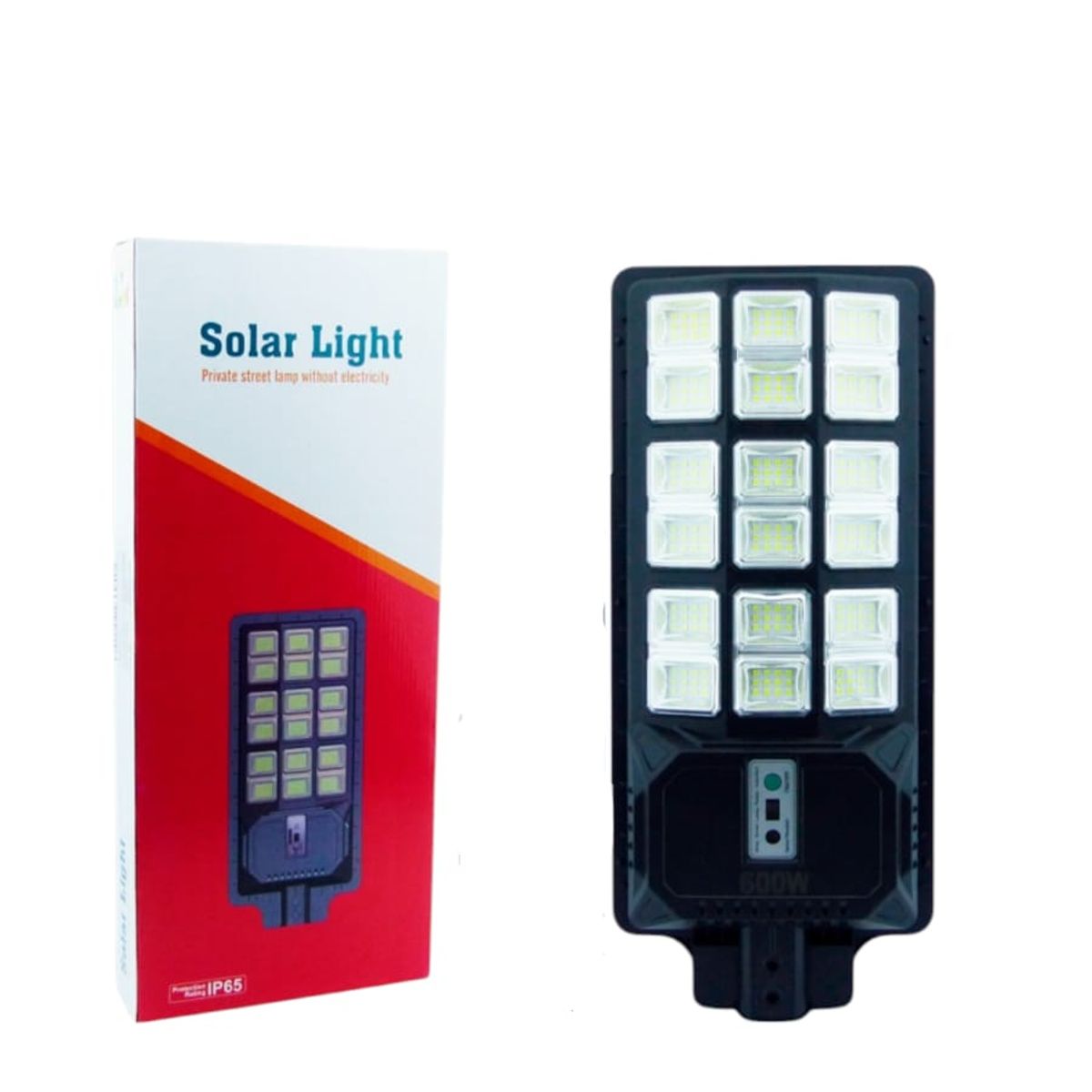 GENERICO - FOCO CON BRAZO SOLAR 600W 216 LED 18 PLACAS PVC CON CONTROL REMOTO Y SENSOR MED:25.5X58.5CM