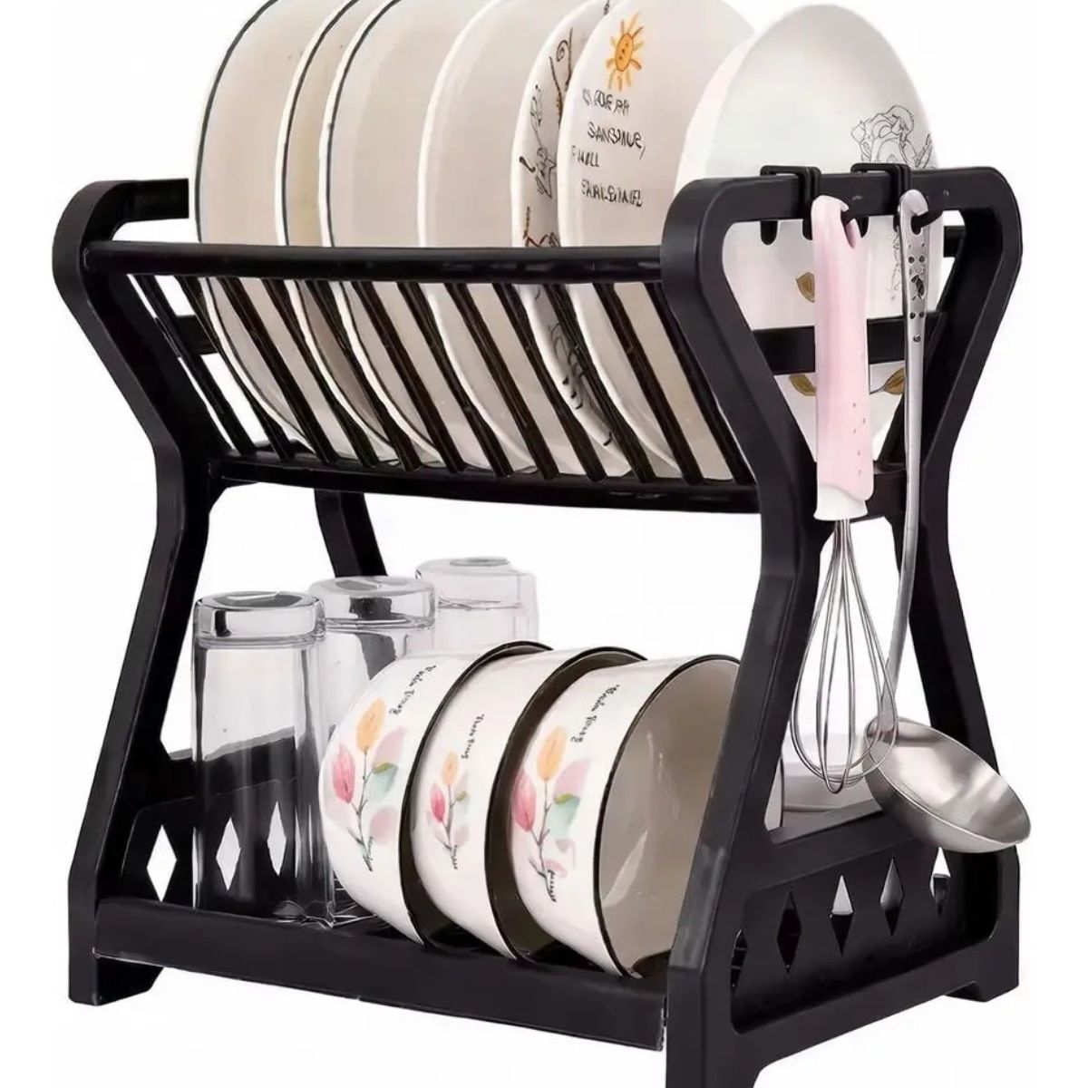 GENERICO - Secador Escurridor De Platos 2 Niveles Plastico Escurridor Labg