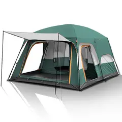 KUANGYE - Carpa Camping Tienda Familiar 8 A 12 Personas Impermeable Verde oscuro