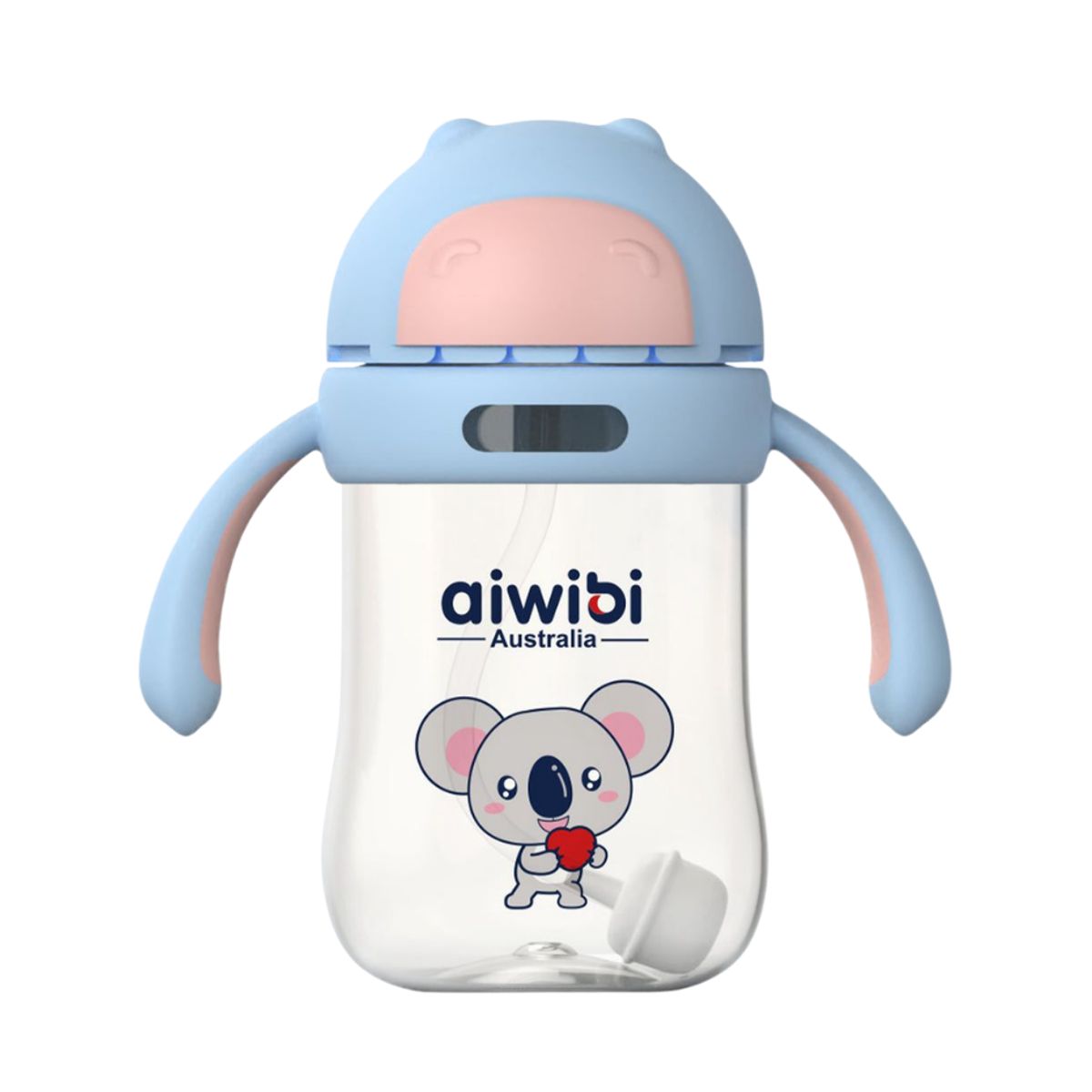 AIWIBI - Botella Vaso De Agua Con Bombilla 300ml antiderrame Celeste