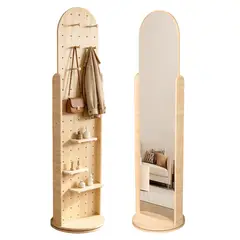 ROHE - Espejo Joyero Organizador Giratorio 17340cm Madera