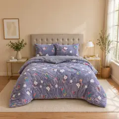 GENERICO - Cobertor Polar Invierno 1.5 Plazas Diseño Estampado Suave y Liviano Color Gris