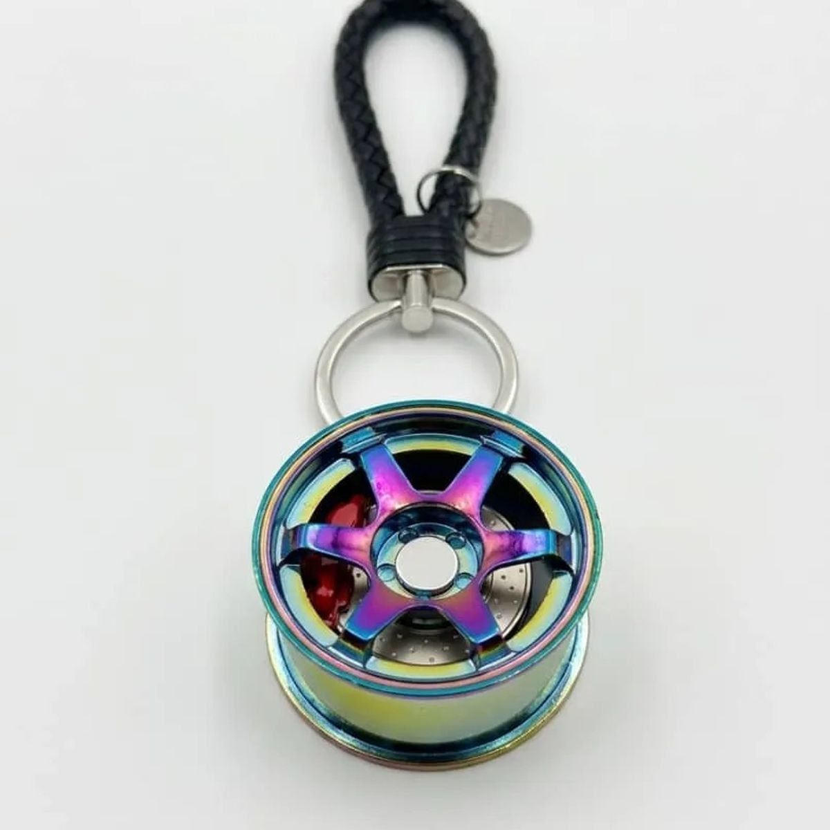 GENERICO - Llaveros De Forma Llanta Con Soga Metalico Tornasol 1 Unidad