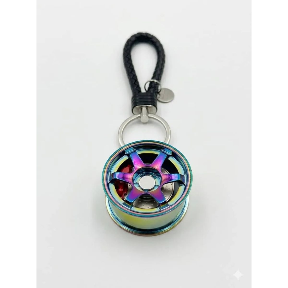 GENERICO - Llaveros De Forma Llanta Con Soga Metalico Tornasol 1 Unidad