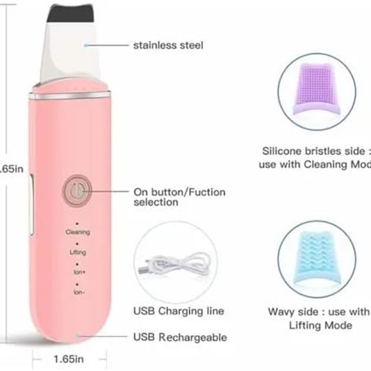 PUREPOWER - Depurador de Piel, Facial Skin Scrubber Ultrasónico para Limpieza Facial y Cuidado Facial