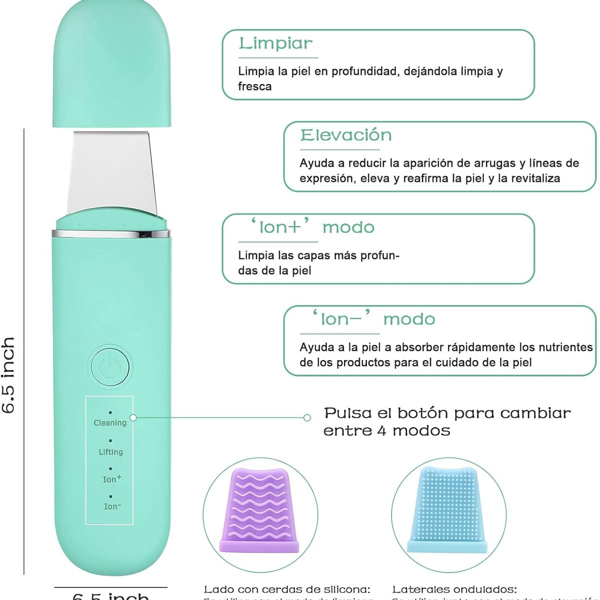 PUREPOWER - Depurador de Piel, Facial Skin Scrubber Ultrasónico para Limpieza Facial y Cuidado Facial