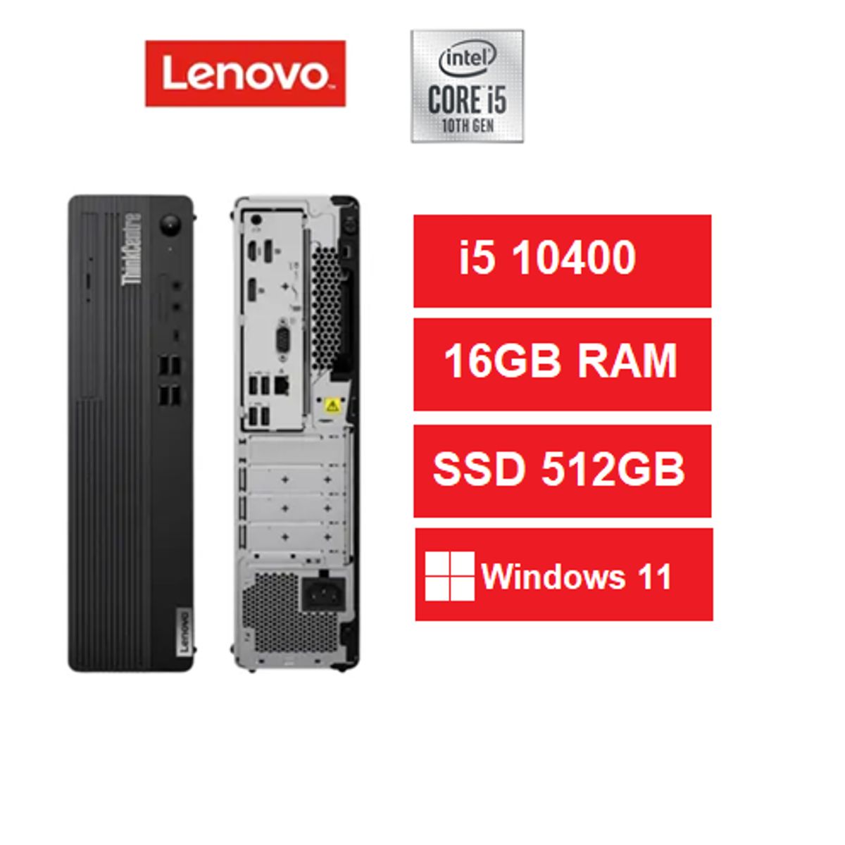 LENOVO - Computador Lenovo ThinkCentre M70s SFF I5-10400 RAM 16GB SDD 512GB