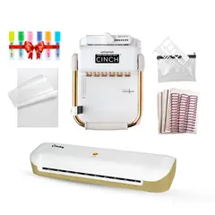 CINCH - Kit Encuadernadora Universal + Plastificadora Hoby A4 Gold