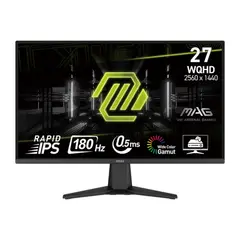 MSI - Monitor Gamer MAG 2K 27 WQHD 2560x1440, IPS, 180Hz/0.5ms, DP/2xHDMI, 275QF, incl. cable DP