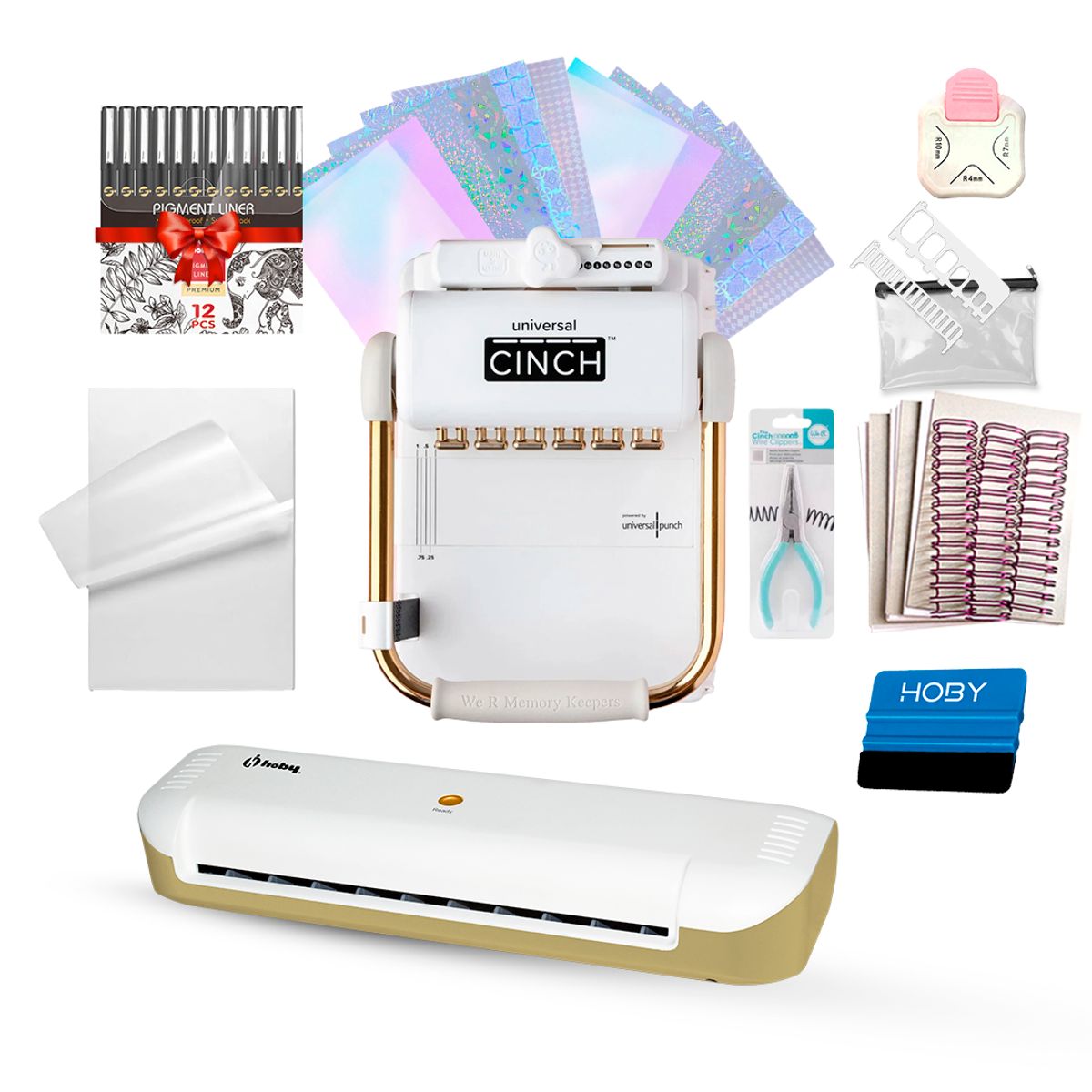 CINCH - Kit Encuadernadora Universal Cinch + Plastificadora Hoby A4 Insumos creativos
