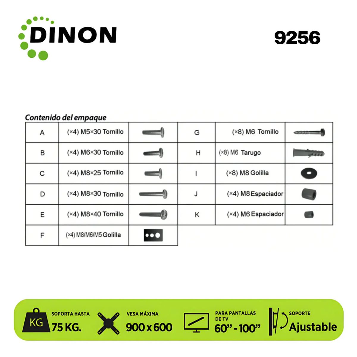 DINON - Soporte Tv Dinon Universal Regulable 75  Hasta 75kg Negro