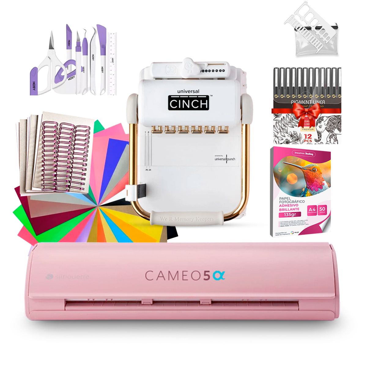 CINCH - Kit Encuadernadora Universal Cinch + Impresora Epson L1250 + Laminadora Hoby A4 + Insumos y regalos