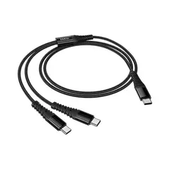 HOCO - Cable USB-C a 2 USB-C X123 1 Metro 3A Negro