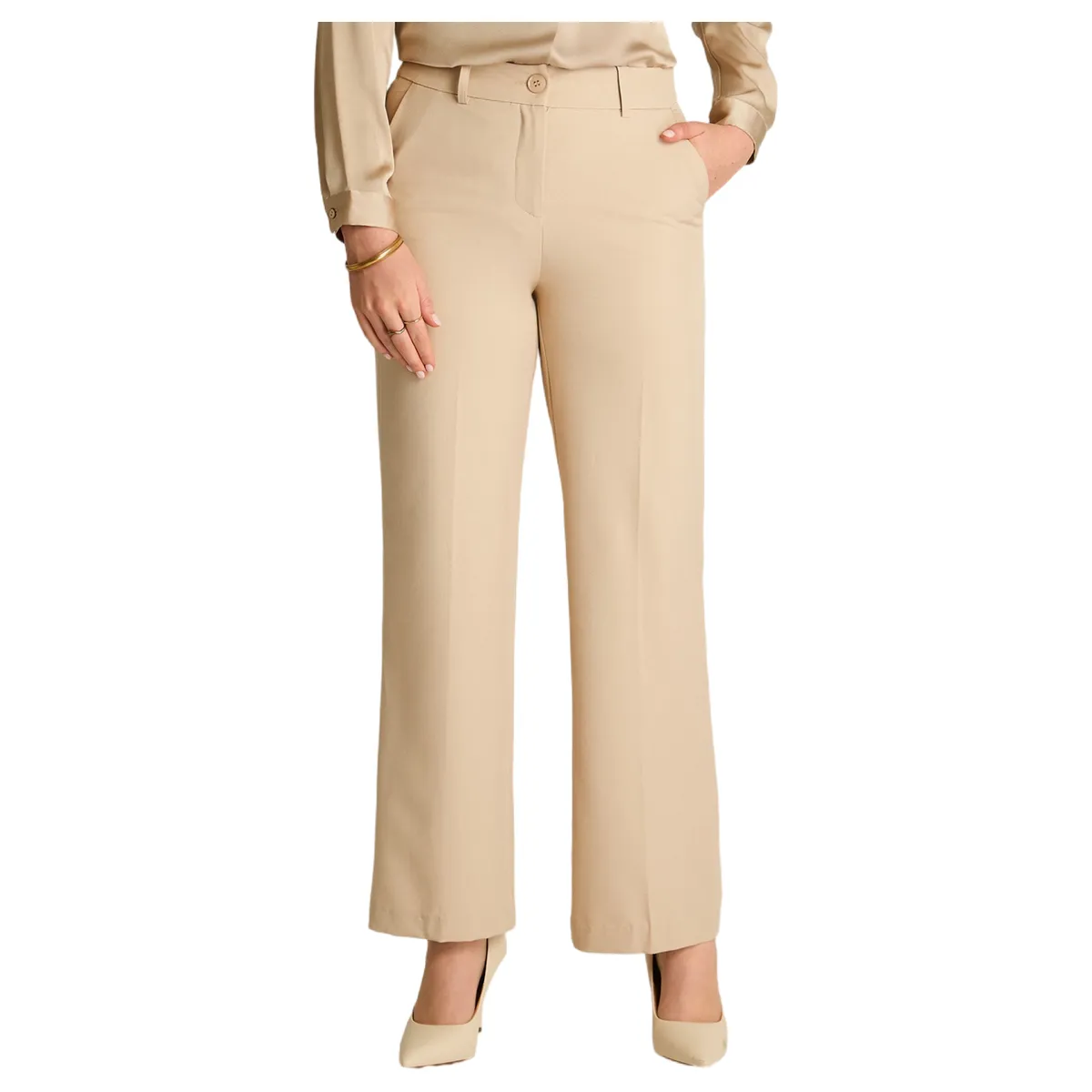 LORENZO DI PONTTI - Pantalón Palazzo Mujer Beige