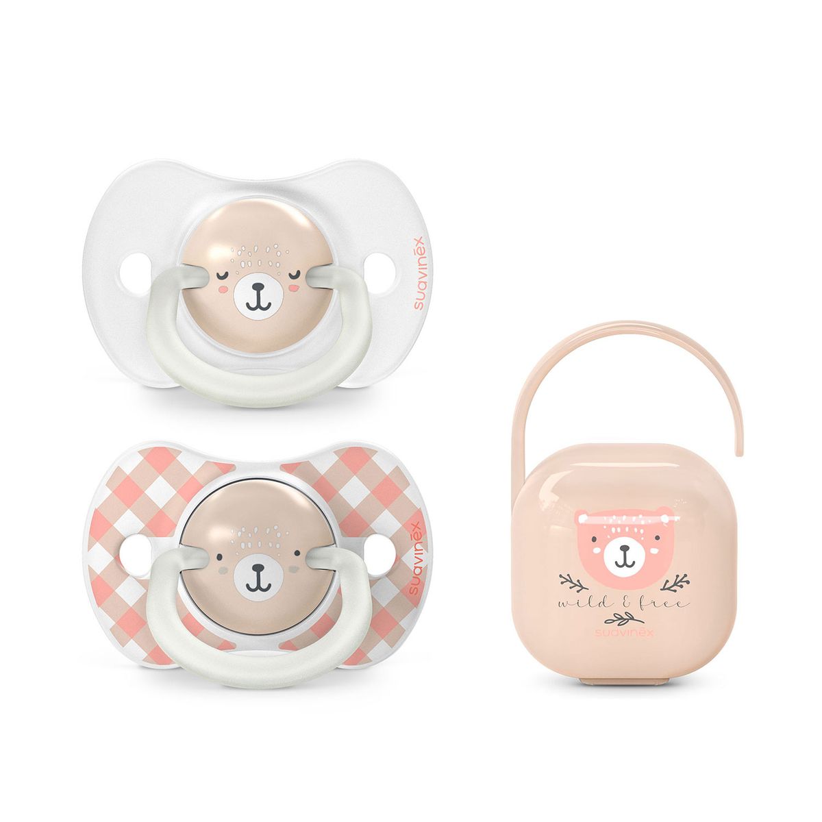SUAVINEX - PACK CHUPETES + PORTA CHUPETES WILD ROSA 0-6M