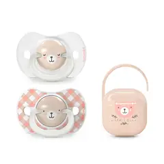 SUAVINEX - PACK CHUPETES + PORTA CHUPETES WILD ROSA 0-6M