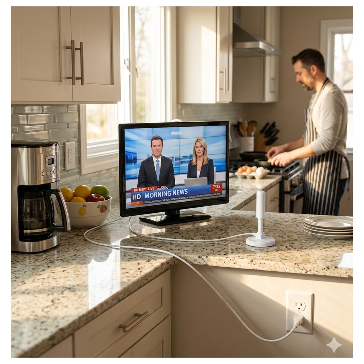 MALIK - Antena Interior TV Digital HD 360 Coaxial 3 Metros