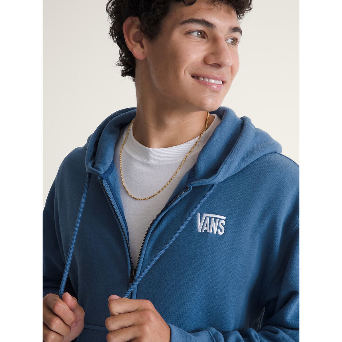 VANS - Poleron Hombre Stretch Logo Full Zi Azul VANS