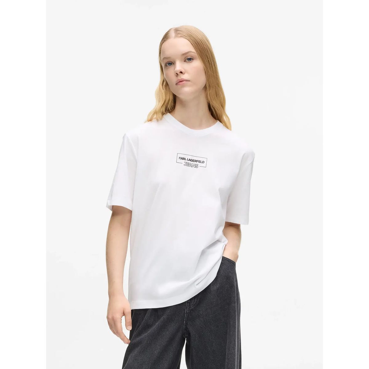 KARL LAGERFELD - Polera regular con logo outline