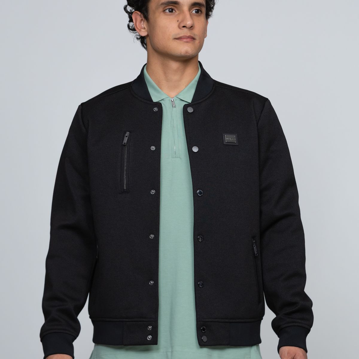 KARL LAGERFELD - Chaqueta varsity con detalles de cremallera