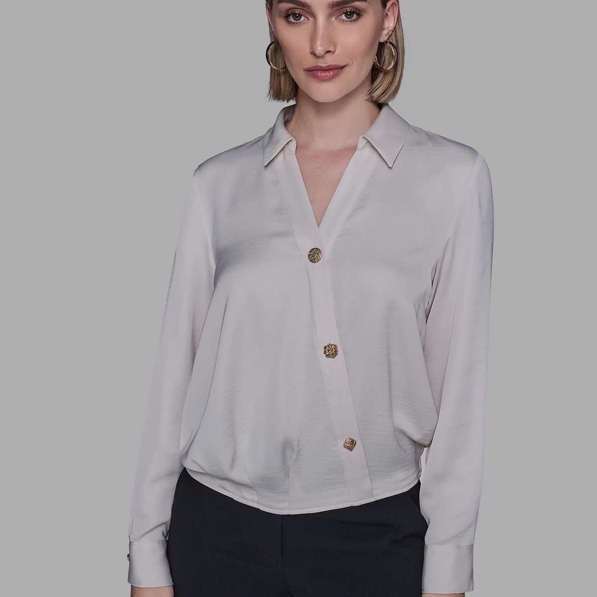 KARL LAGERFELD - Camisa manga larga con botonadura diagonal