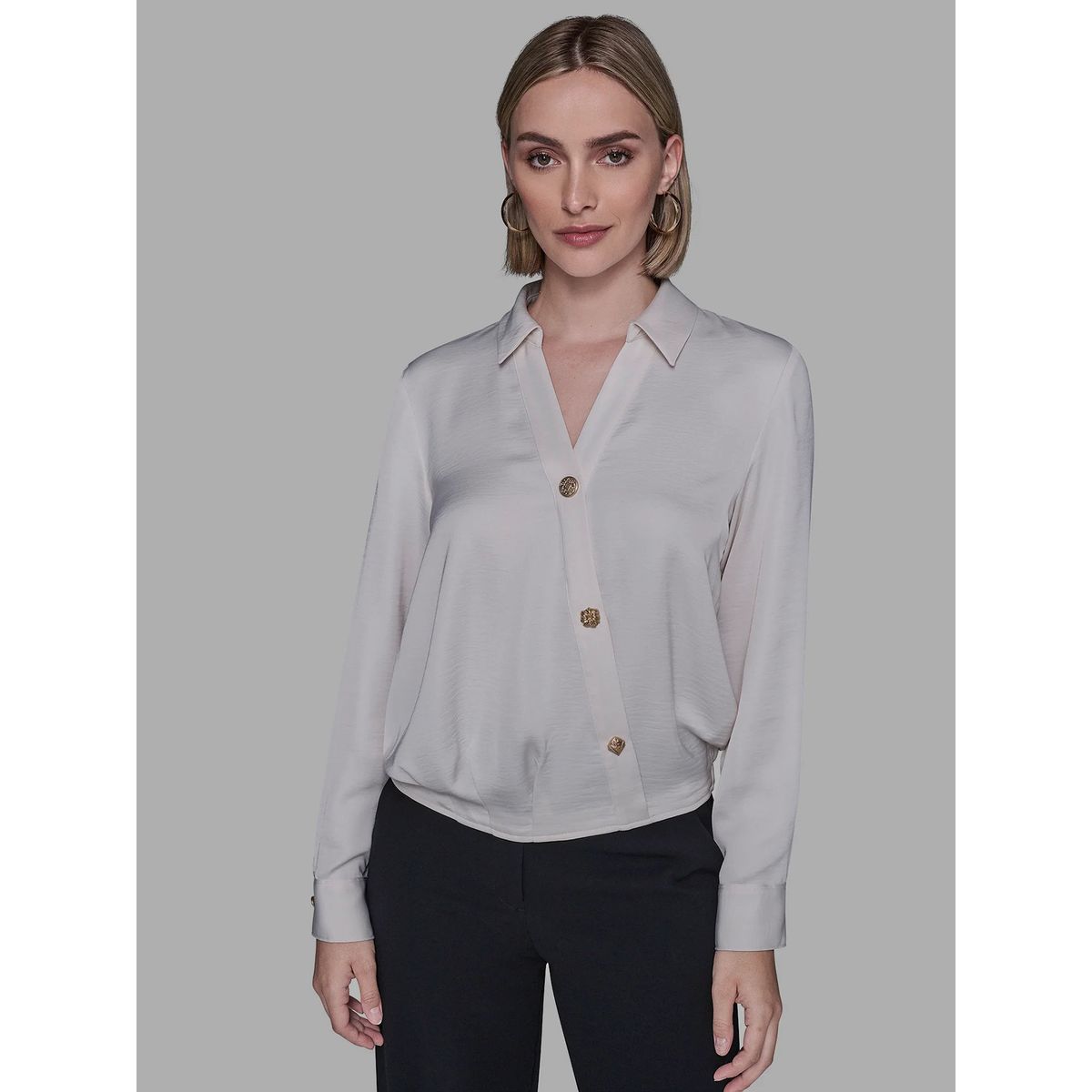 KARL LAGERFELD - Camisa manga larga con botonadura diagonal