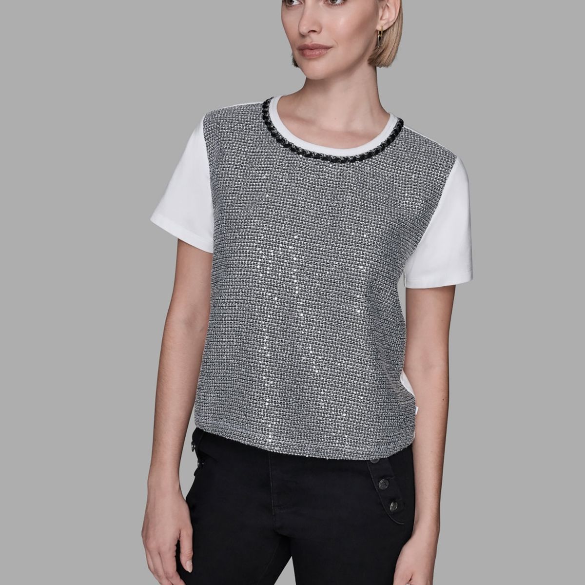 KARL LAGERFELD - Top de manga corta en tejido mixto