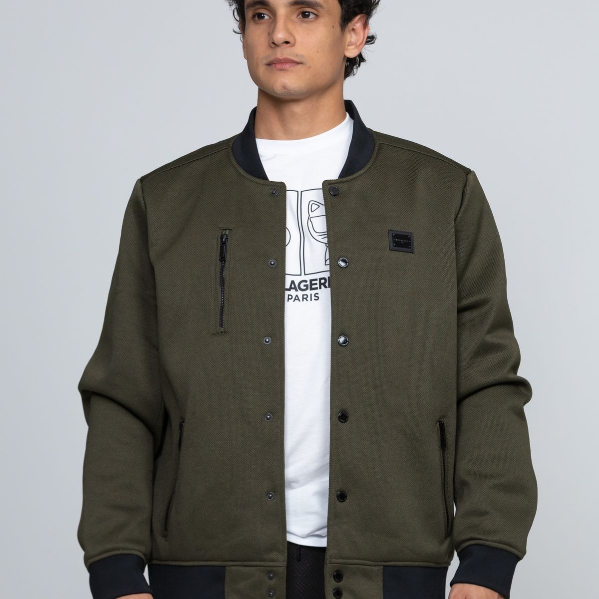 KARL LAGERFELD - Chaqueta varsity con detalles de cremallera