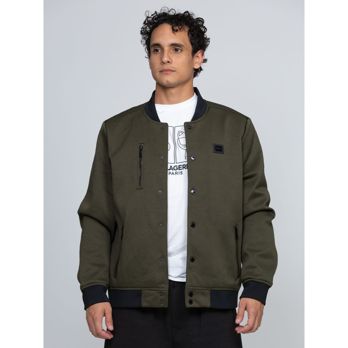 KARL LAGERFELD - Chaqueta varsity con detalles de cremallera