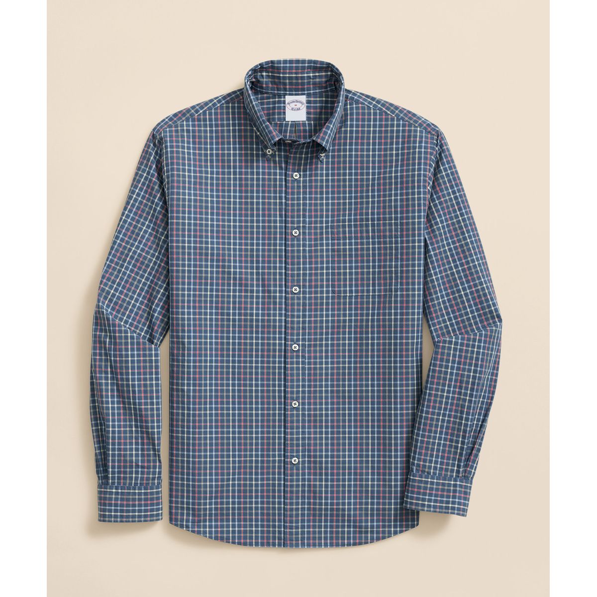 BROOKS BROTHERS - Camisa Hombre Ni Frdy Poplin Windowpane Reg Azul Brooks Brothers